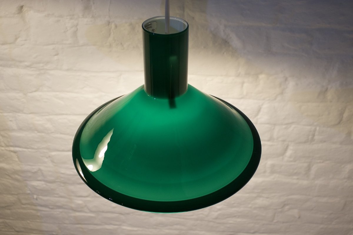 Petite suspension en verre, P&T, Michael Bang pour Holmegaard, années 70.-photo-3
