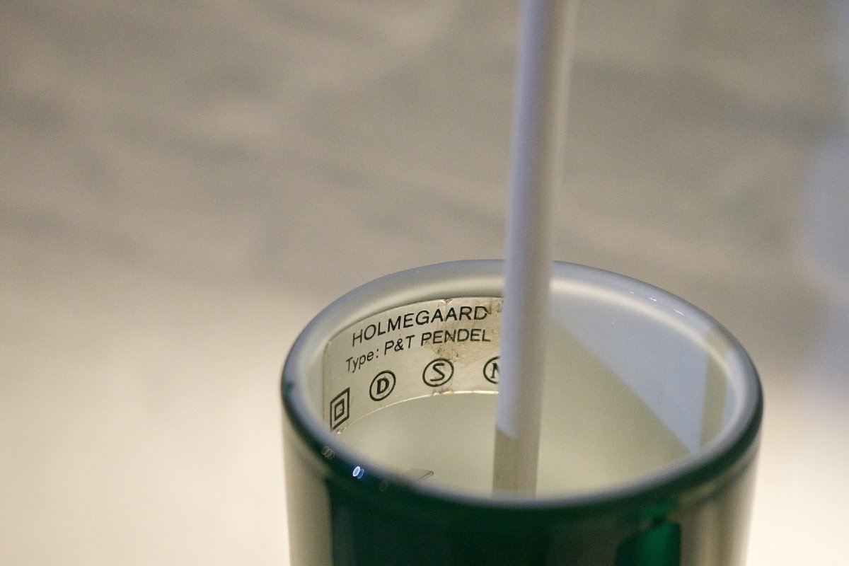 Petite suspension en verre, P&T, Michael Bang pour Holmegaard, années 70.-photo-2