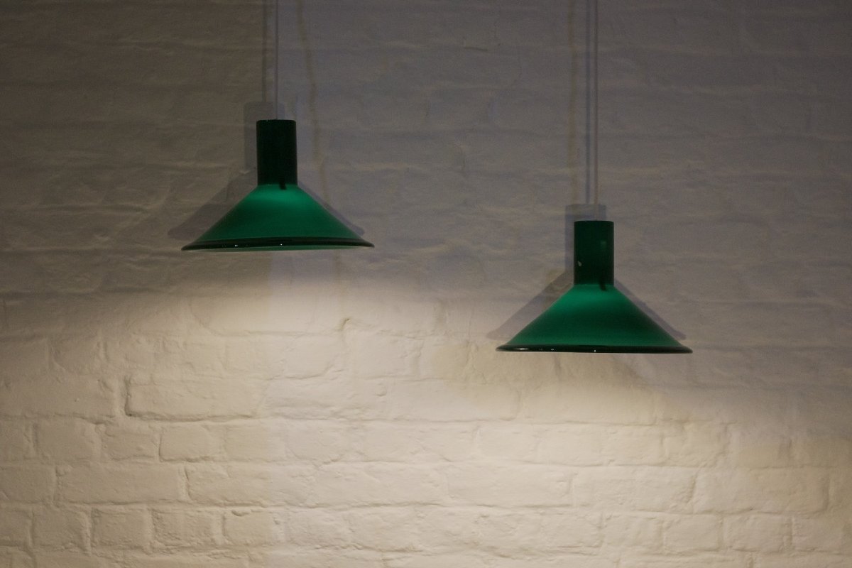 Petite suspension en verre, P&T, Michael Bang pour Holmegaard, années 70.
