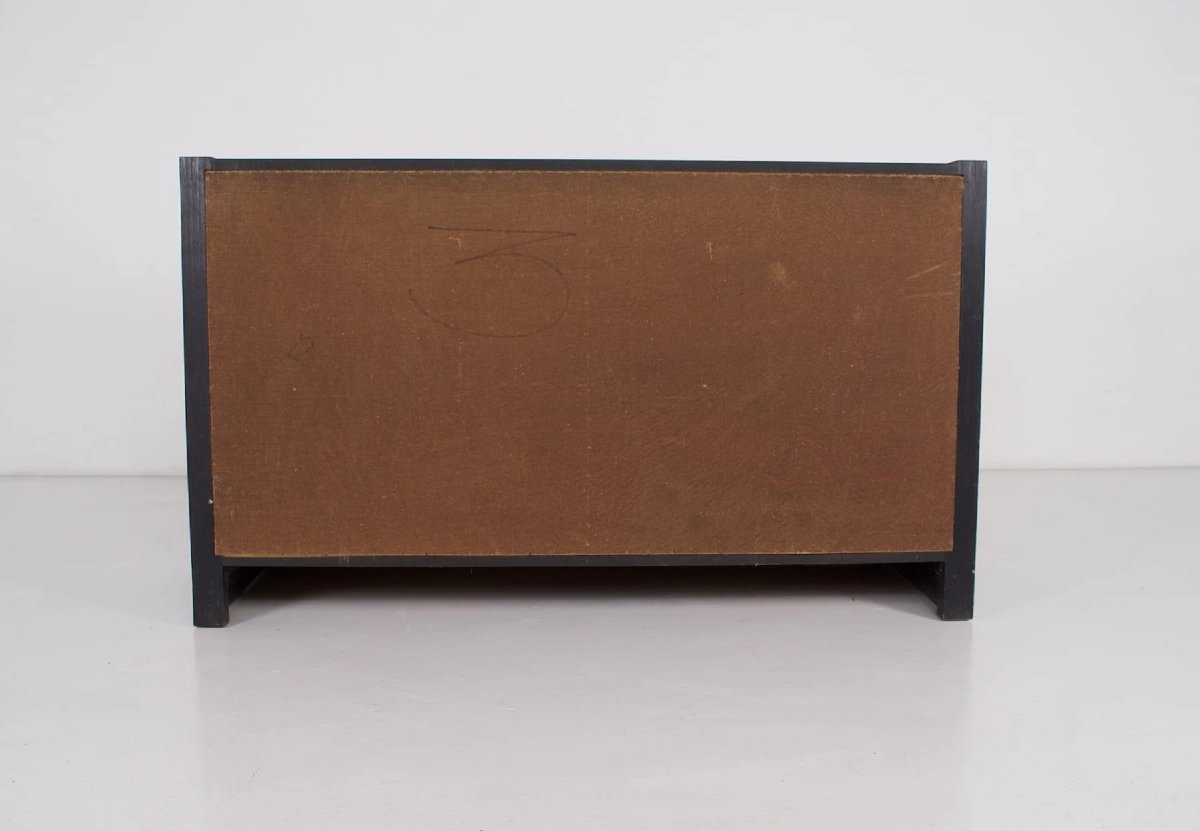 Small 2-door Storage Cabinet, Brutalist Style, Blackened Oak, 1970s.-photo-3
