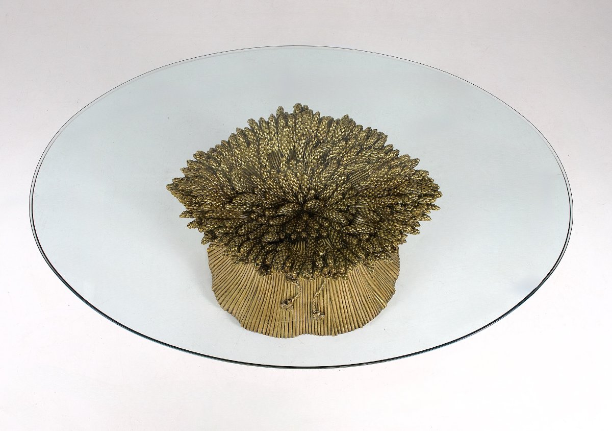 Petite table d'appoint dorée , Italie, année 70.-photo-4