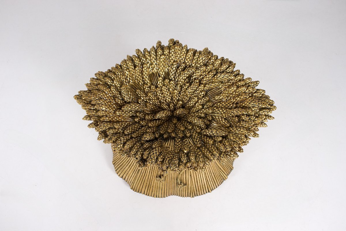 Petite table d'appoint dorée , Italie, année 70.-photo-2