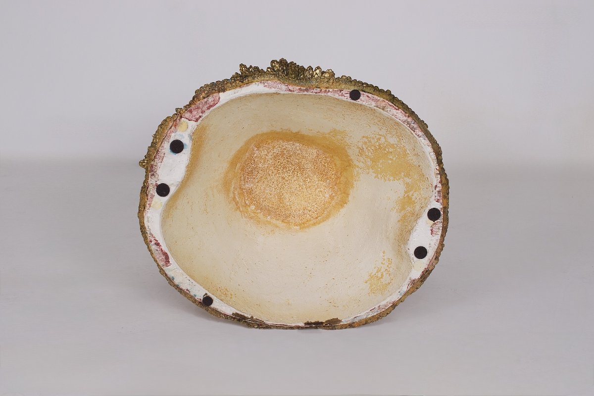 Petite table d'appoint dorée , Italie, année 70.-photo-3