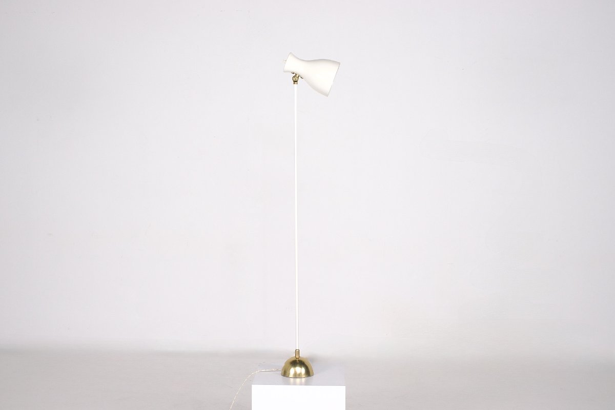 Brass And Lacquered Metal Floor Lamp, Switzerland, 1950s.-photo-3