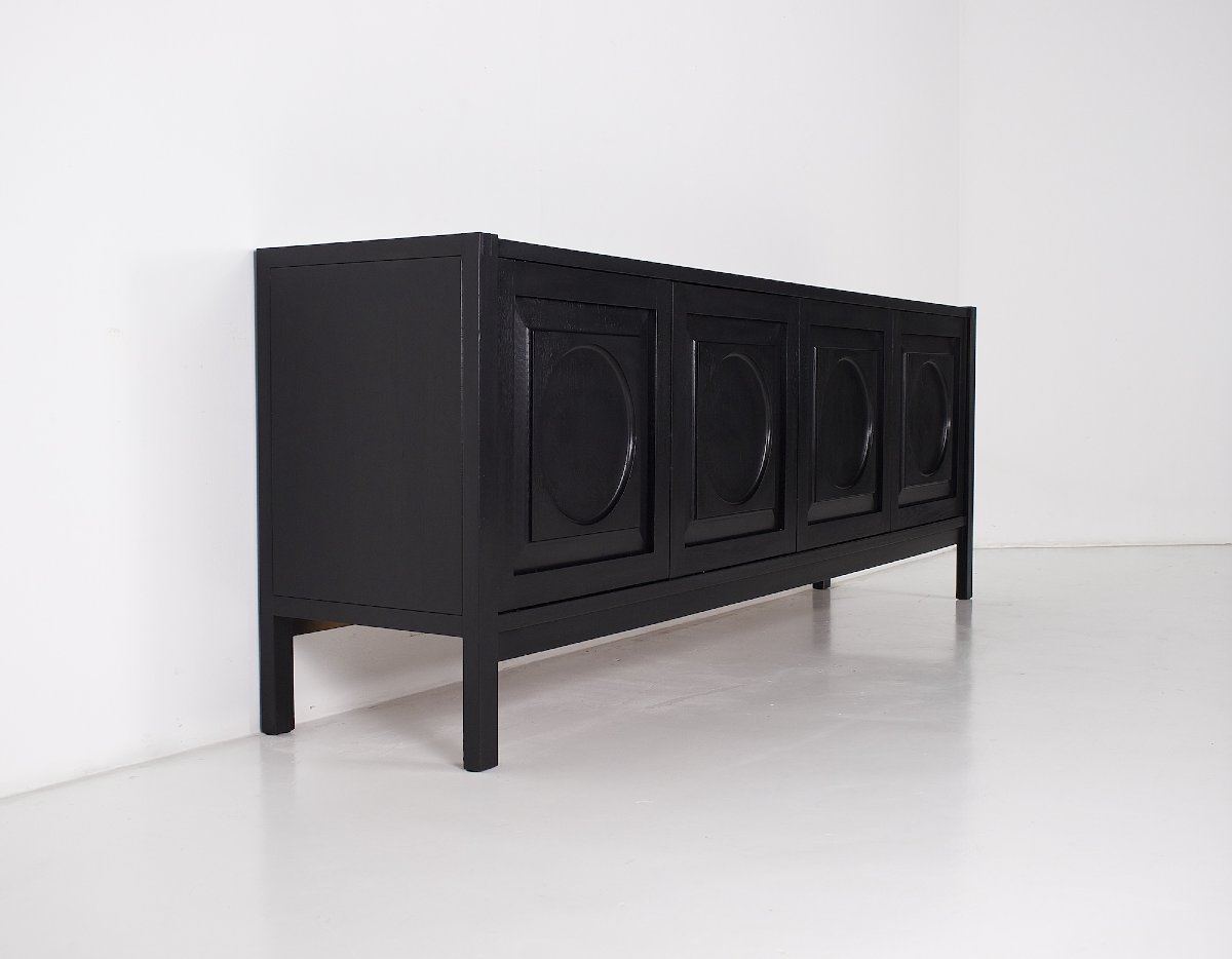 Enfilade en chêne noirci de style Brutaliste, années 70.