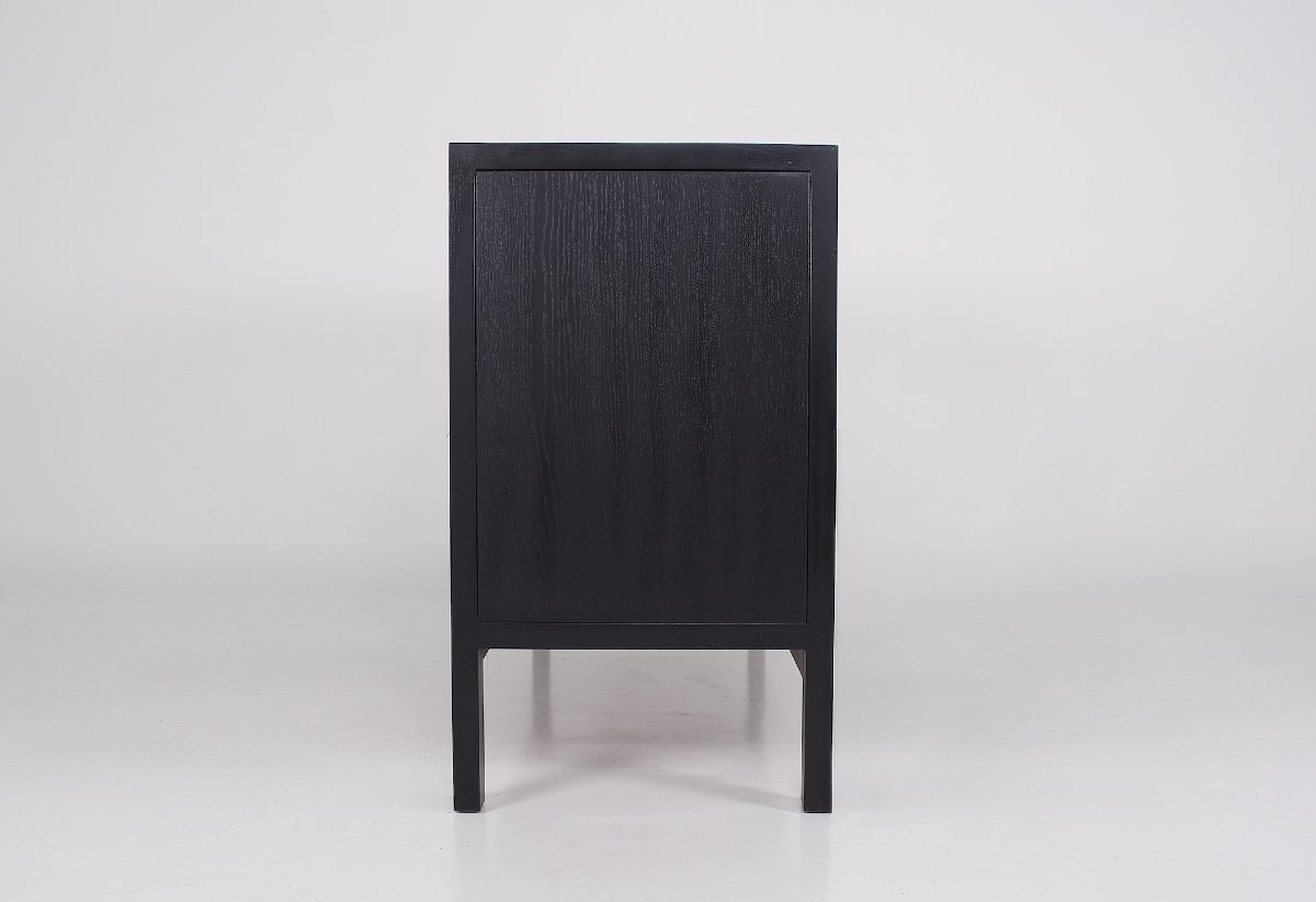 Small Brutalist-style Storage Cabinet In Blackened Oak, From The 1970s.-photo-3