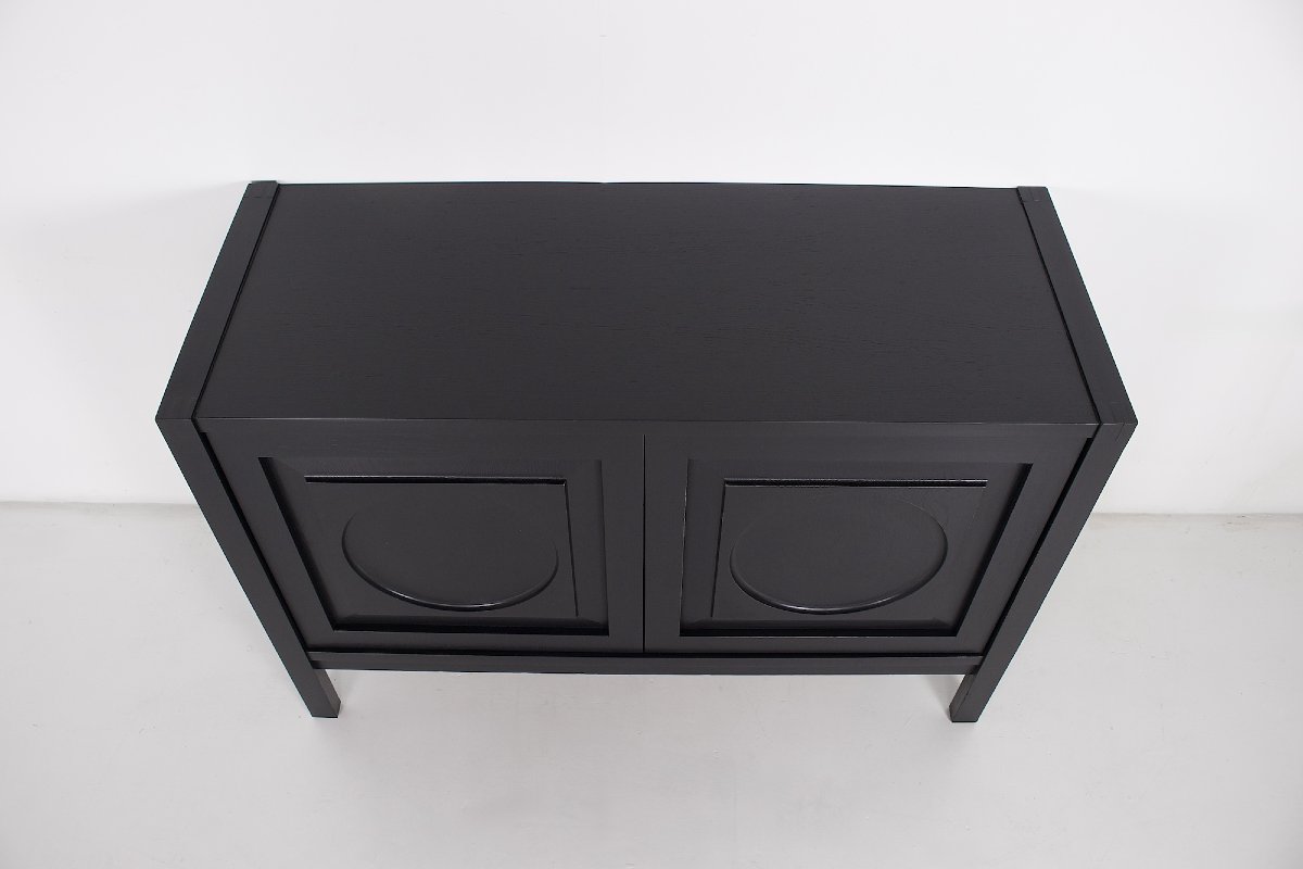 Small Brutalist-style Storage Cabinet In Blackened Oak, From The 1970s.-photo-1