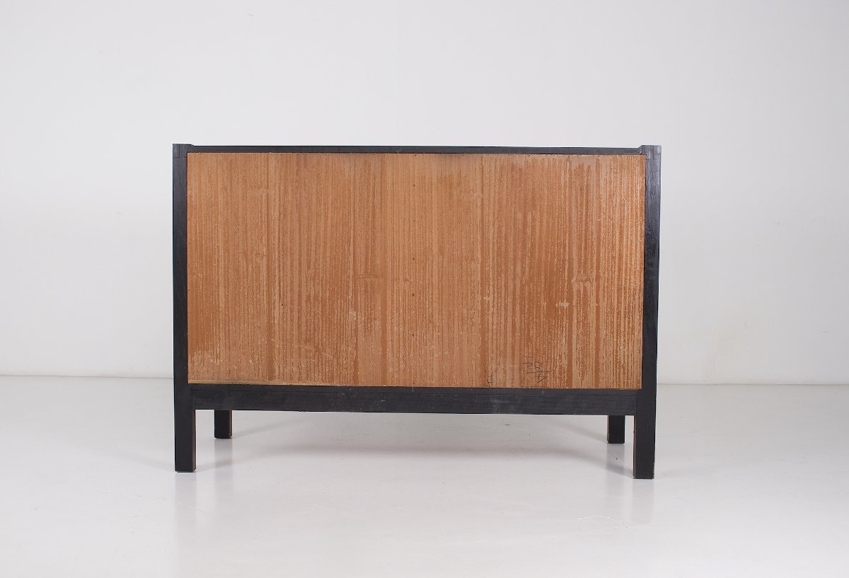 Small Brutalist-style Storage Cabinet In Blackened Oak, From The 1970s.-photo-2