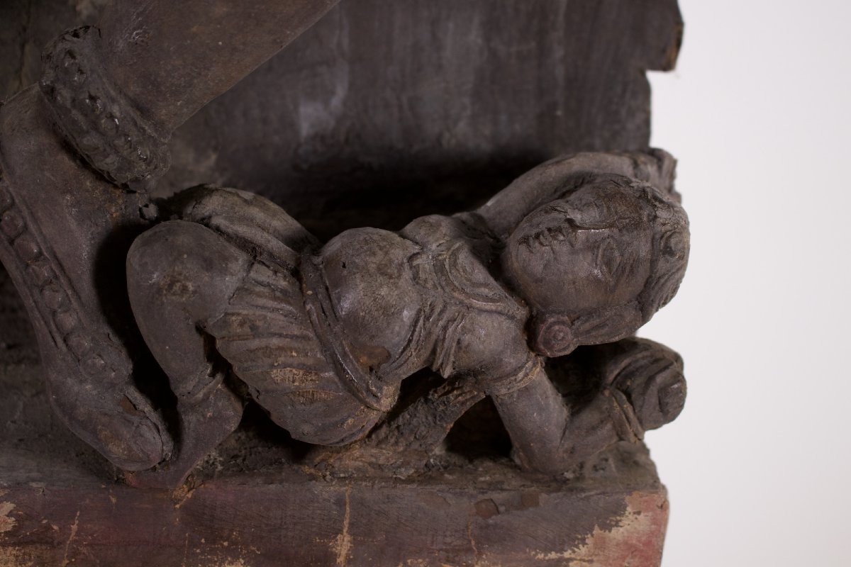 Panneau en bois sculpté, Inde du sud, XIX ème siècle.-photo-2
