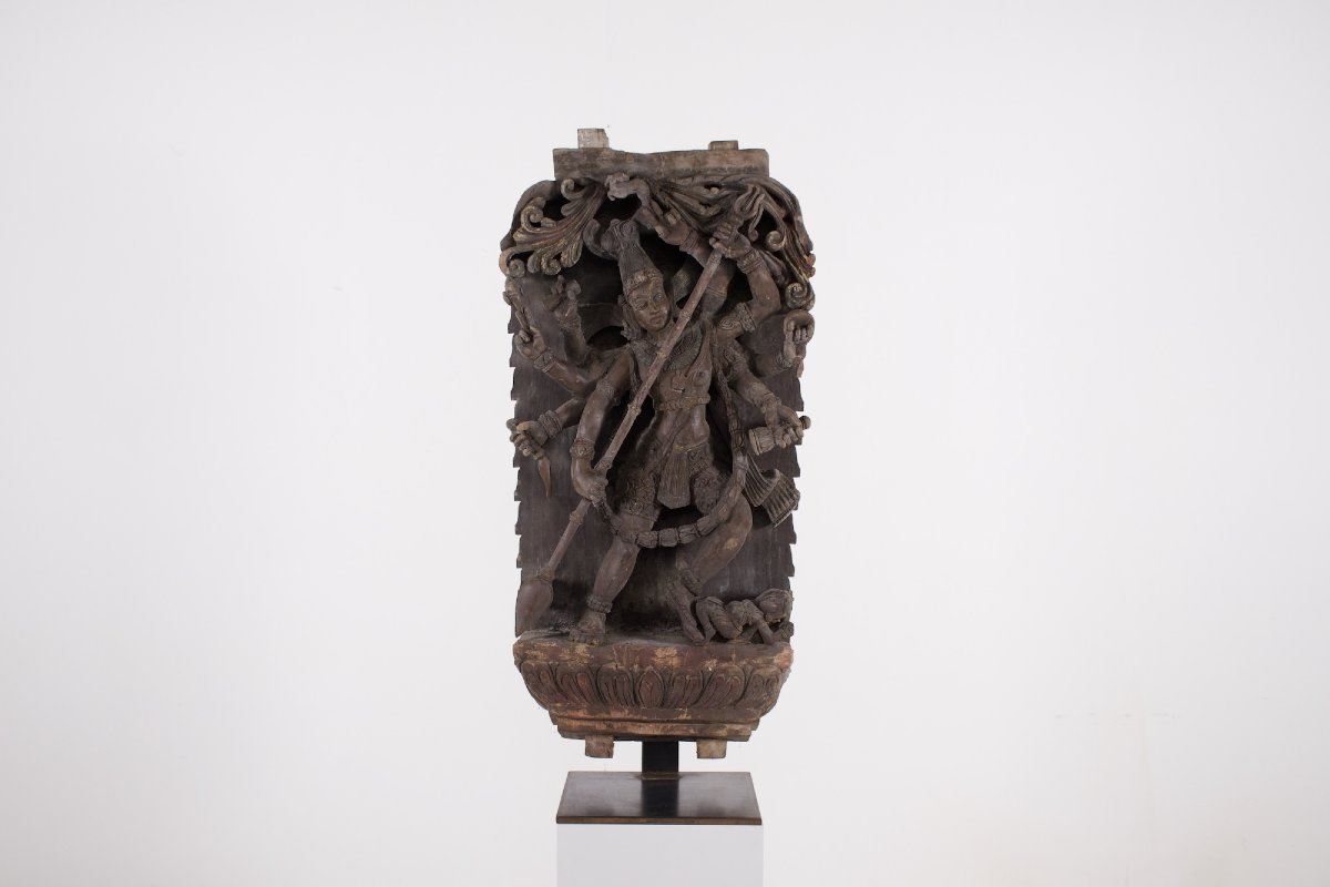 Panneau en bois sculpté, Inde du sud, XIX ème siècle.