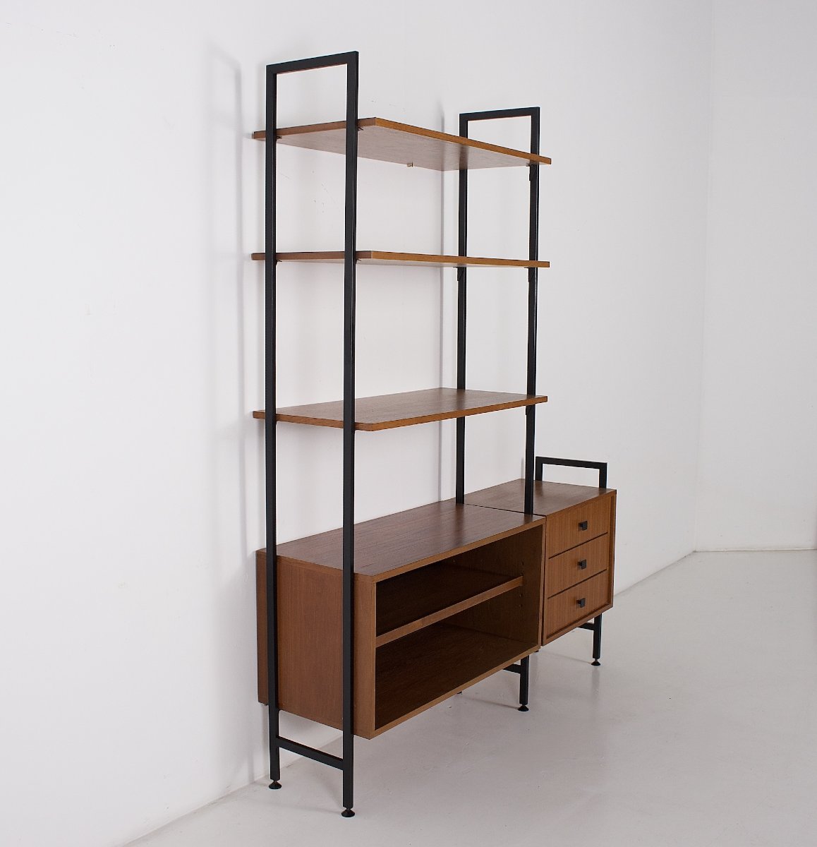 Modular Wall Shelf Made Of Teak And Metal, From The 1960s.-photo-2