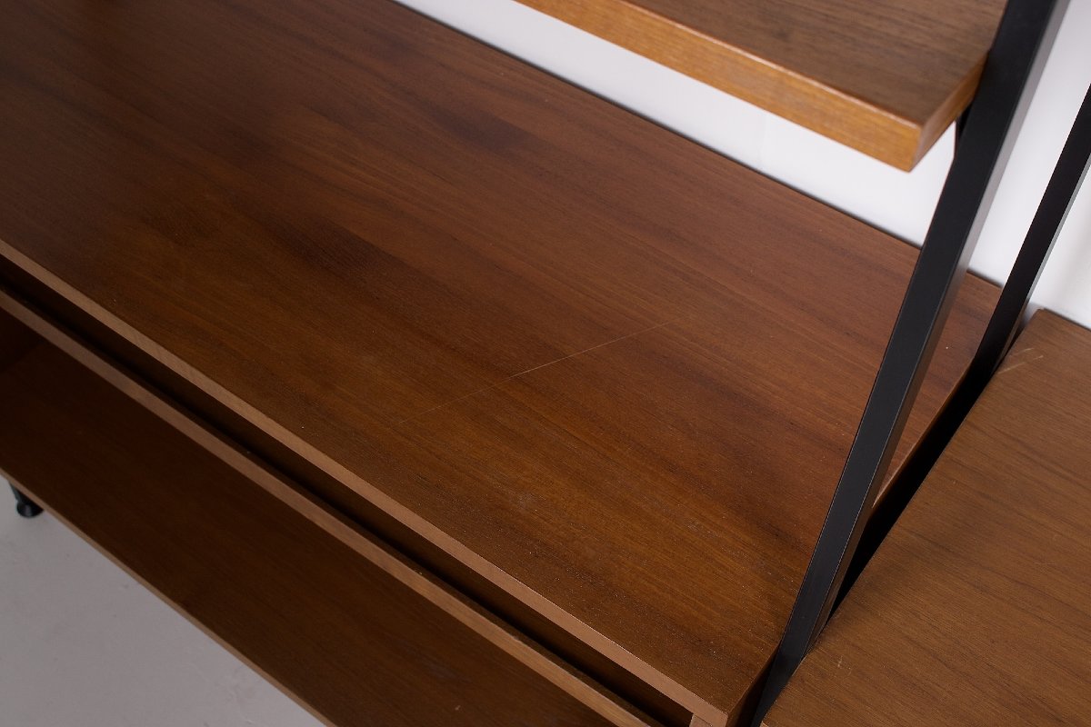 Modular Wall Shelf Made Of Teak And Metal, From The 1960s.-photo-2