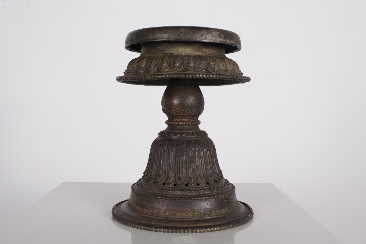 Traditional Bronze Oil Lamp, Nepal, 19th Century.