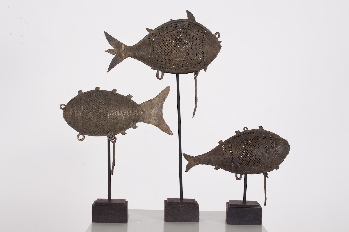 Set Of Three "fish" Boxes, India, Circa 1900.