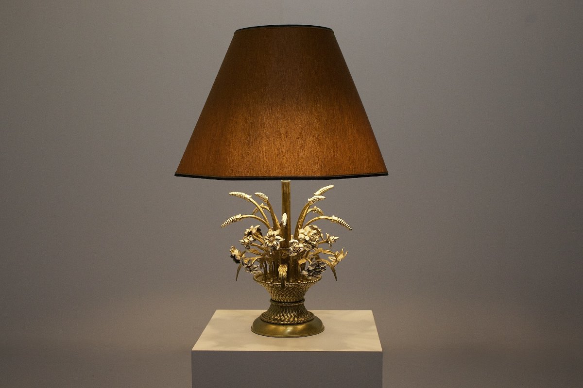 Brass And Silver-plated Metal Table Lamp, 1970s