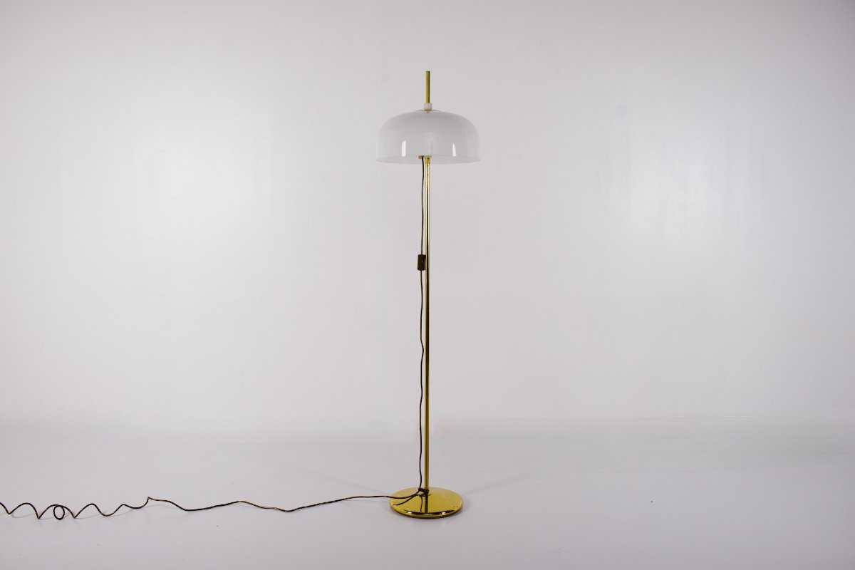 Lampadaire modulable en laiton et acrylique, années 1970.-photo-2