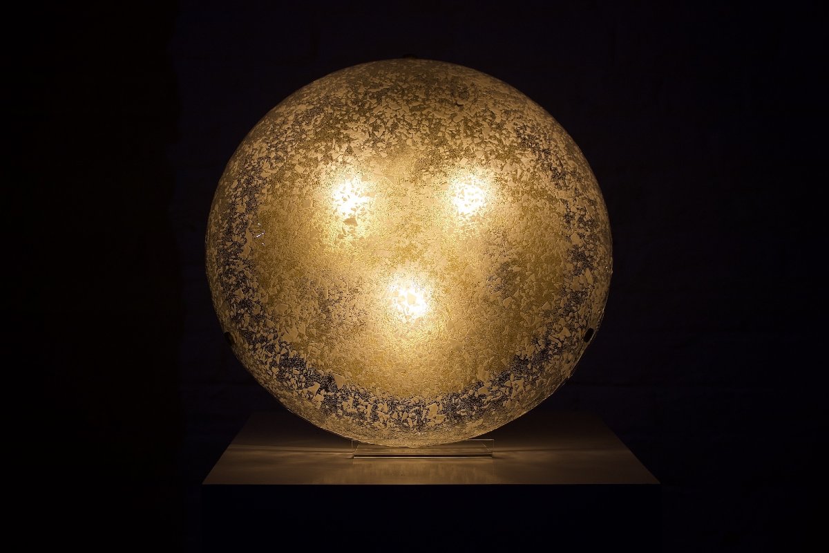 Suspension ronde en verre de Murano, années 1970.-photo-3