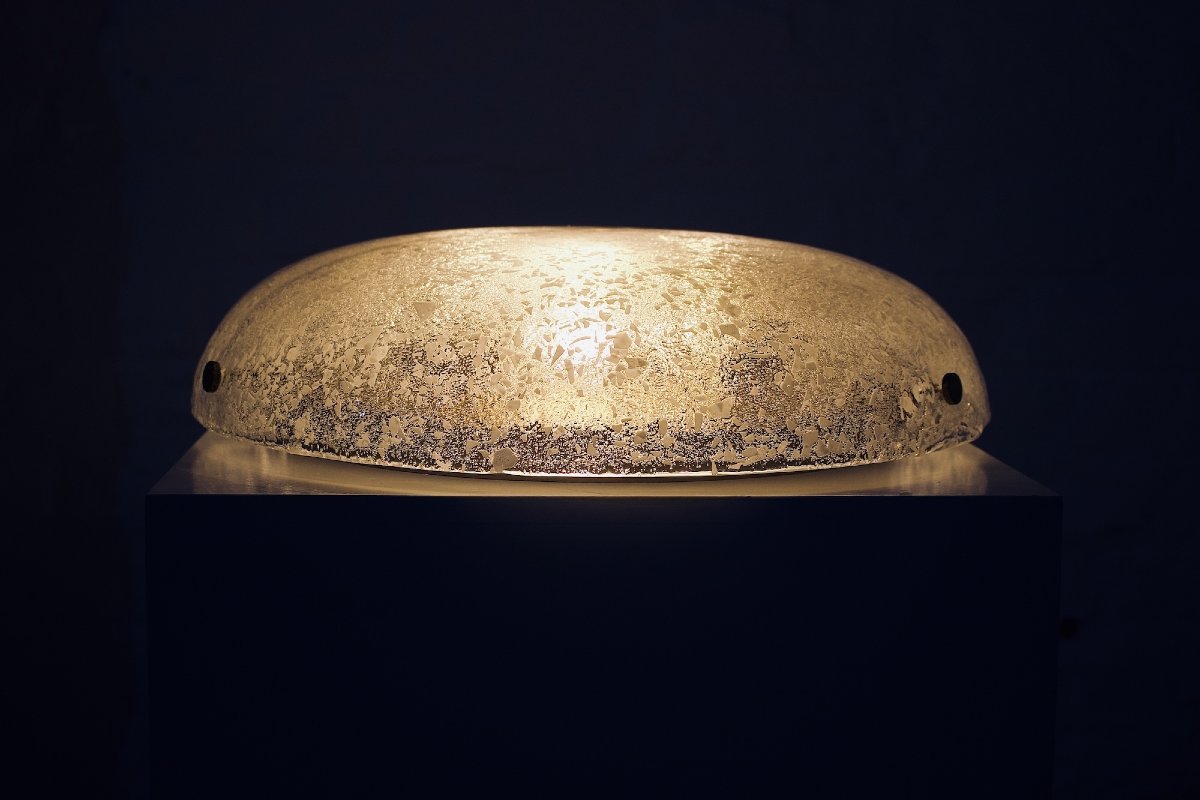 Suspension ronde en verre de Murano, années 1970.