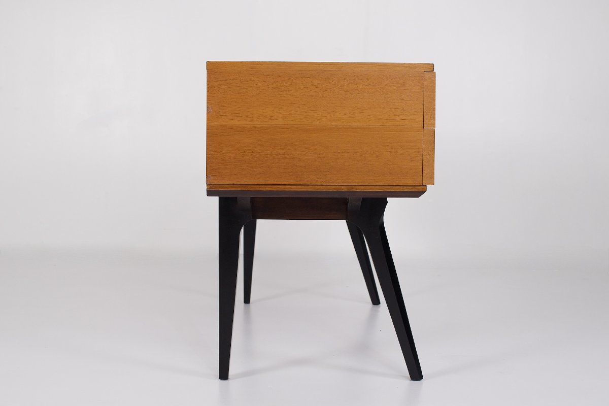 Petit meuble en noyer et hêtre laqué noir, années 1950.-photo-3