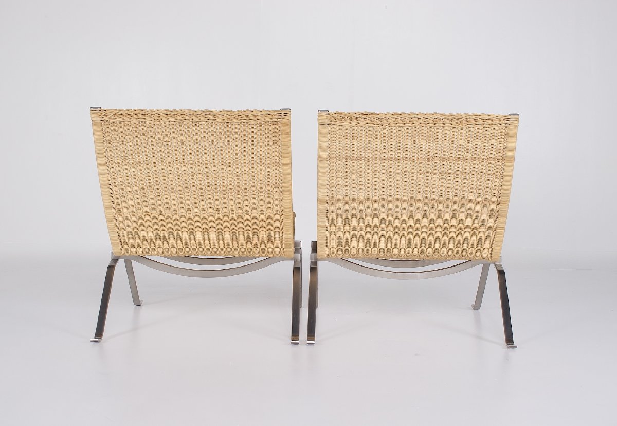  Deux fauteuils en osier, modèle PK 22, Poul Kjaerholm, Fritz hansen.  éd.-photo-4