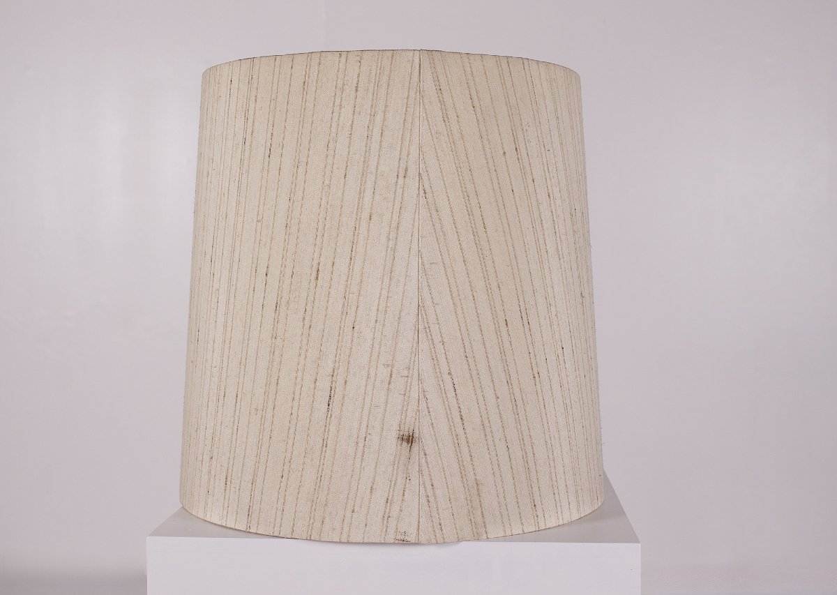 Lampe en soie et céramique, années 1970.-photo-2