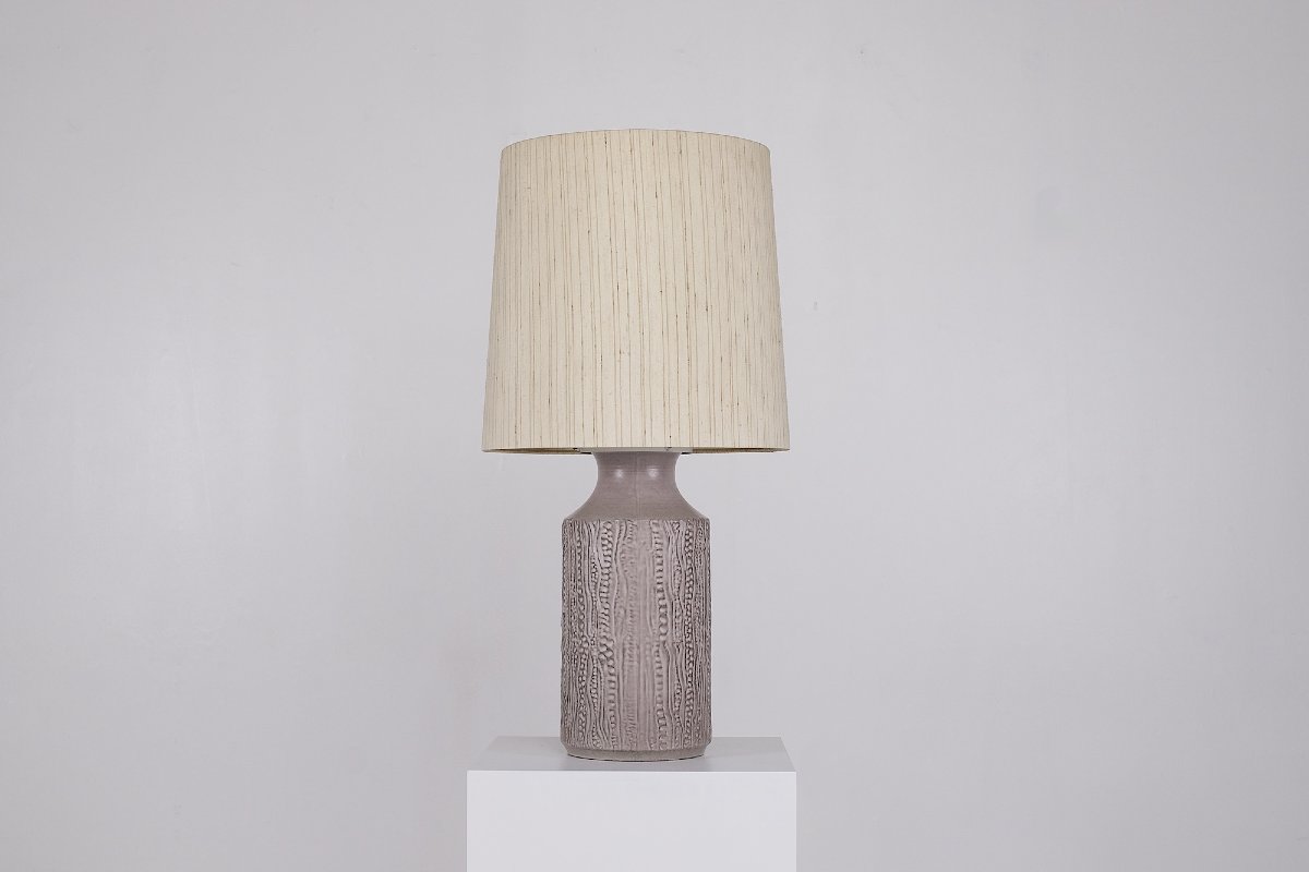 Lampe en soie et céramique, années 1970.
