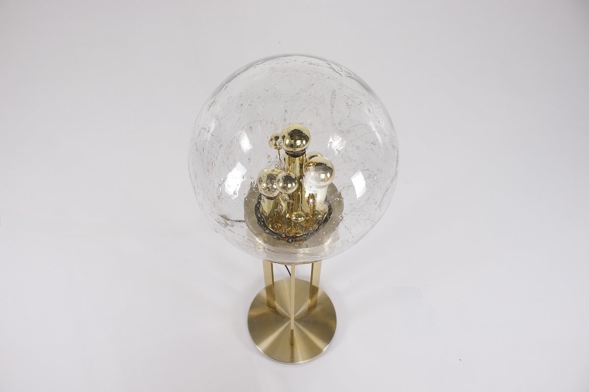 Floor Lamp Made Of Brass, Gold-plated Aluminum, And Blown Glass, From The 1970s.-photo-4