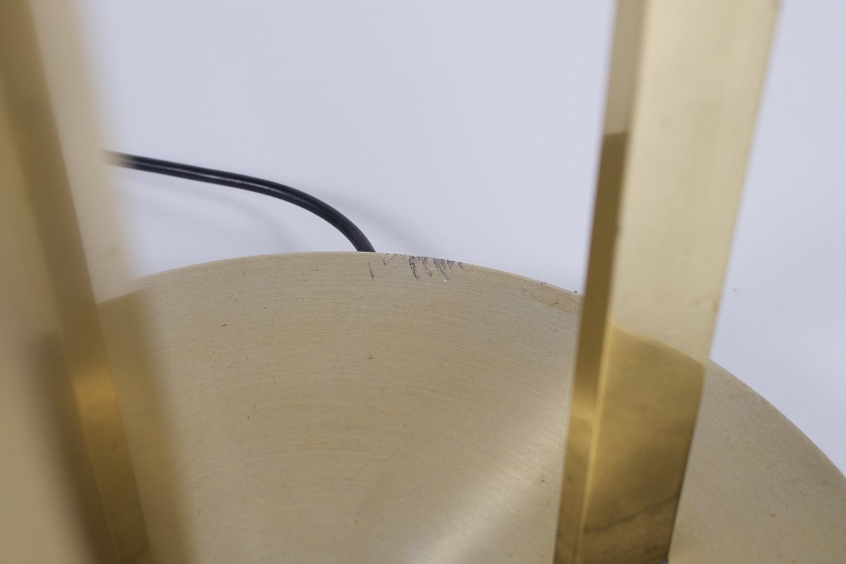 Floor Lamp Made Of Brass, Gold-plated Aluminum, And Blown Glass, From The 1970s.-photo-3
