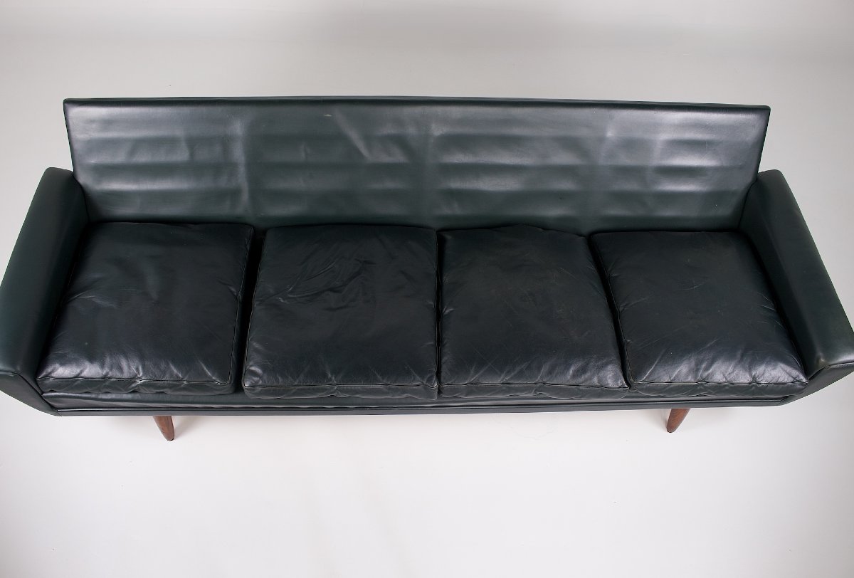 Leather And Rosewood Sofa, Georg Thams, Denmark, 1960s.-photo-1