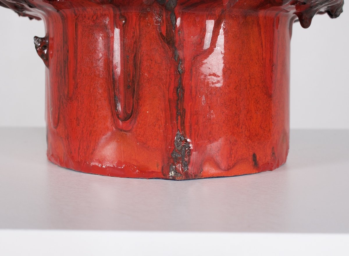 Vase en céramique rouge, Otto Gerharz, années 1970.-photo-3