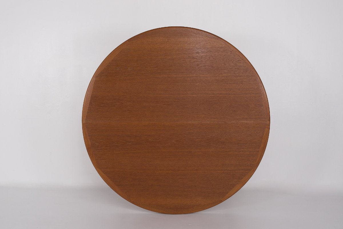 Extendable Teak Round Table, Vv Mobler, Denmark, 1960s. -photo-1