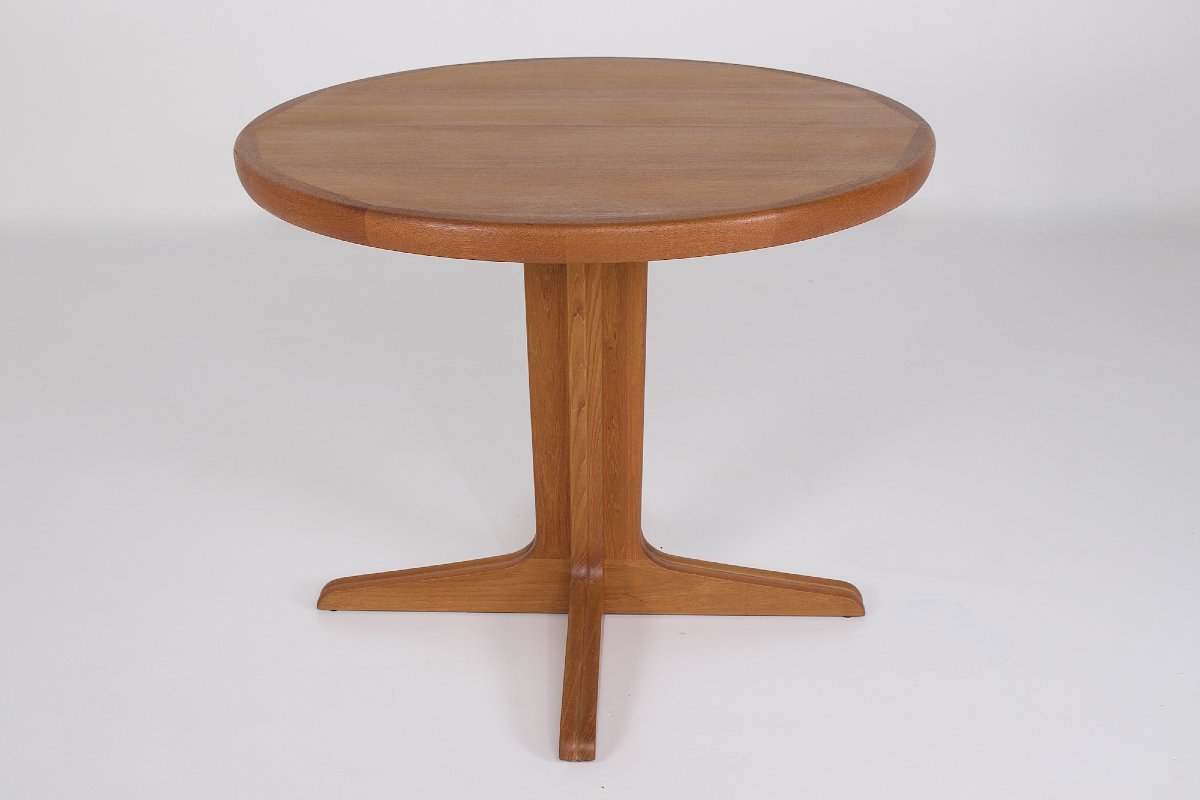 Small Round Teak Table With One Extension Leaf, Denmark, 1960s.-photo-3