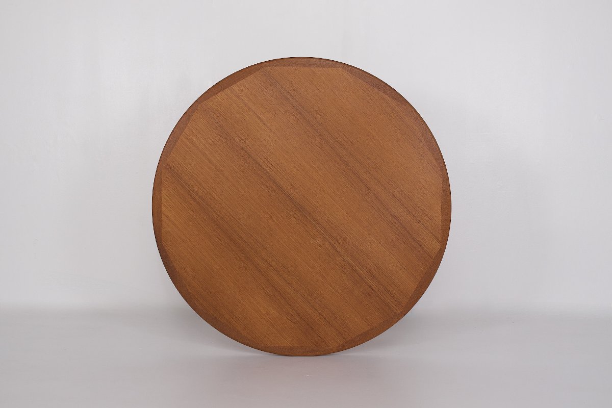 Small Round Teak Table With One Extension Leaf, Denmark, 1960s.-photo-4