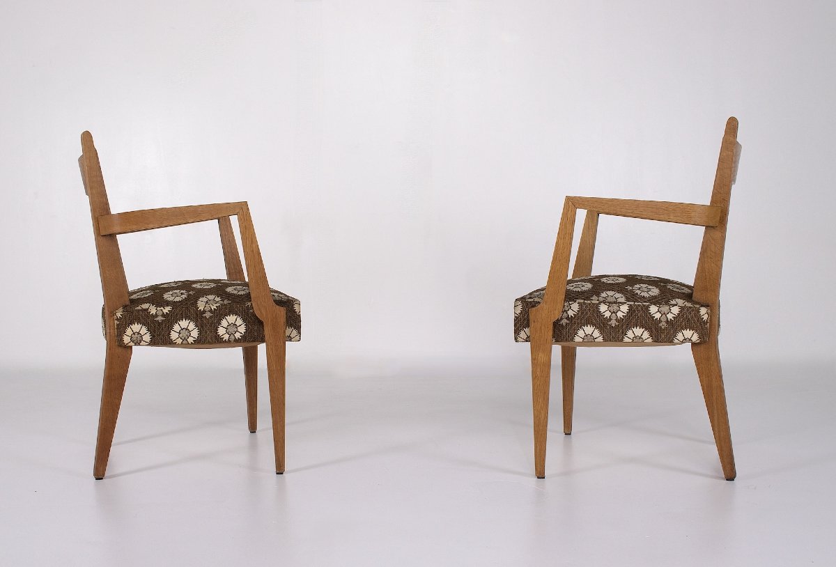 Two Oak Armchairs, René-jean Caillette, France, 1950s.-photo-4