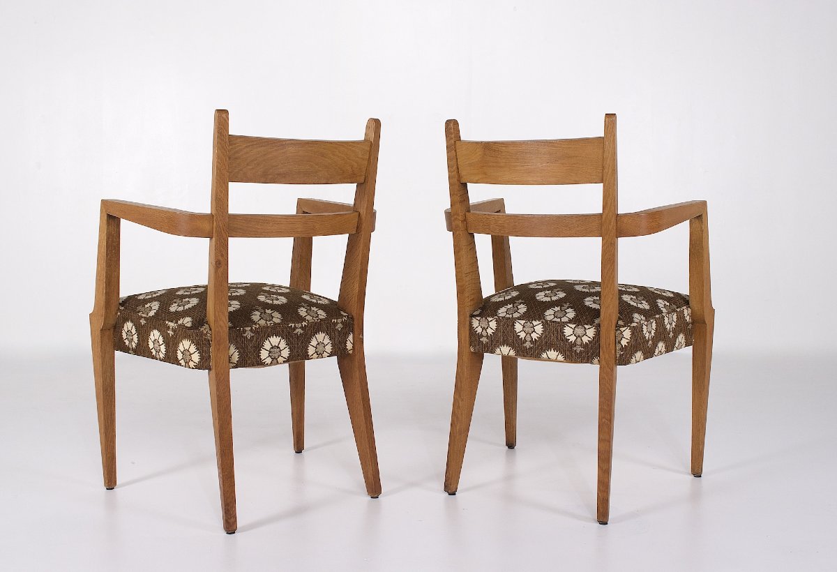 Two Oak Armchairs, René-jean Caillette, France, 1950s.-photo-1
