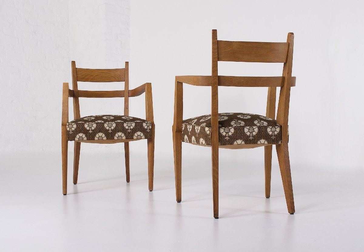 Two Oak Armchairs, René-jean Caillette, France, 1950s.