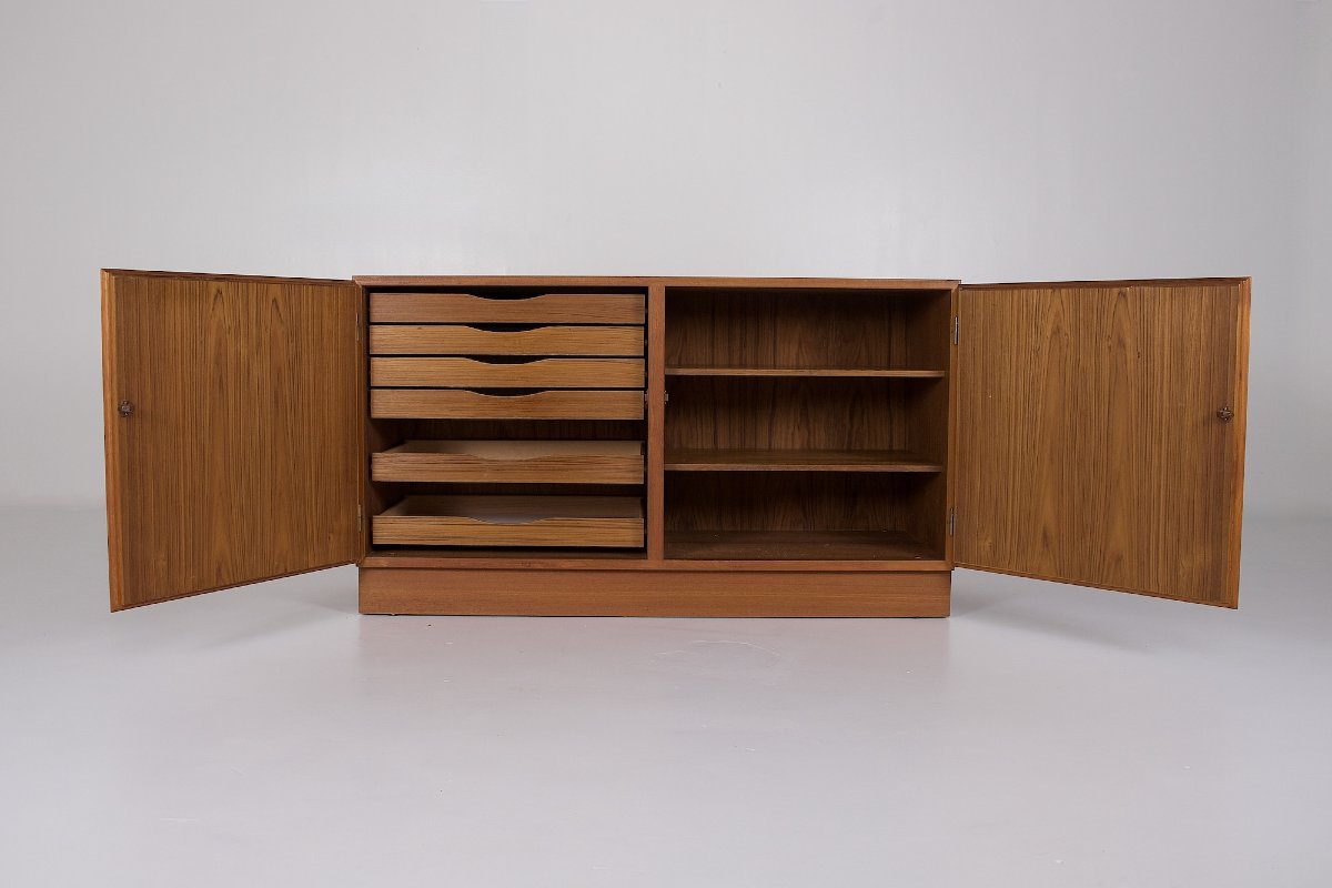 Commode Scandinave en teck, 2 portes, 6 tiroirs, Danemark, années 70.-photo-4