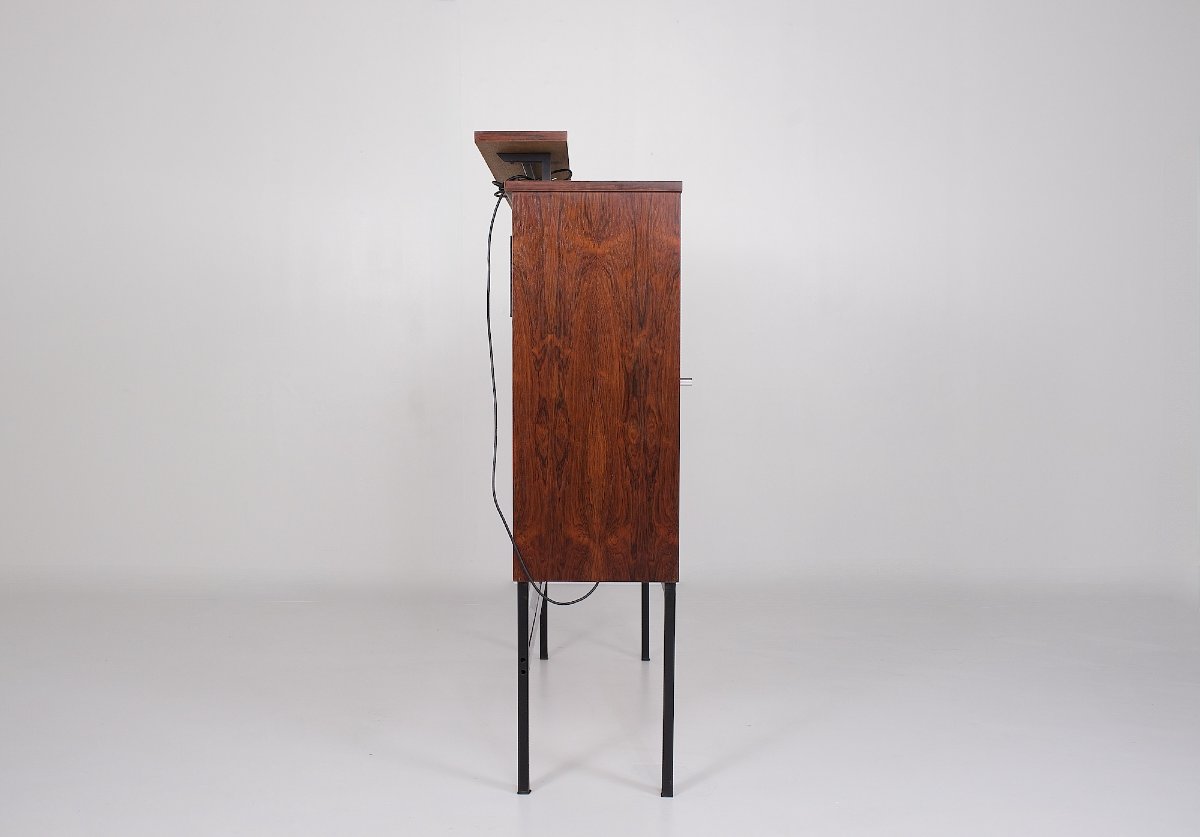 A Modernist-style Rosewood Bar With Lighting, From The 50s.-photo-4