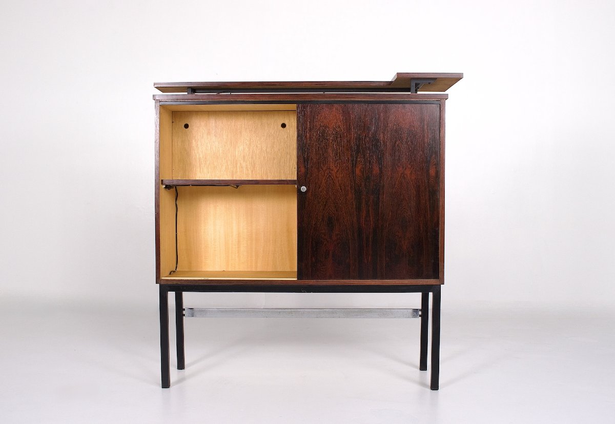 A Modernist-style Rosewood Bar With Lighting, From The 50s.-photo-1