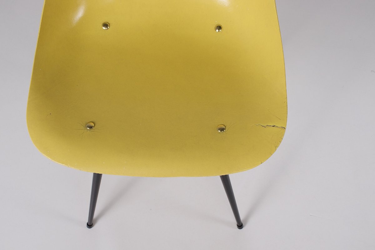 Chaises "Coccinelle" en fibre de verre, René-Jean Caillette, années 50.-photo-3