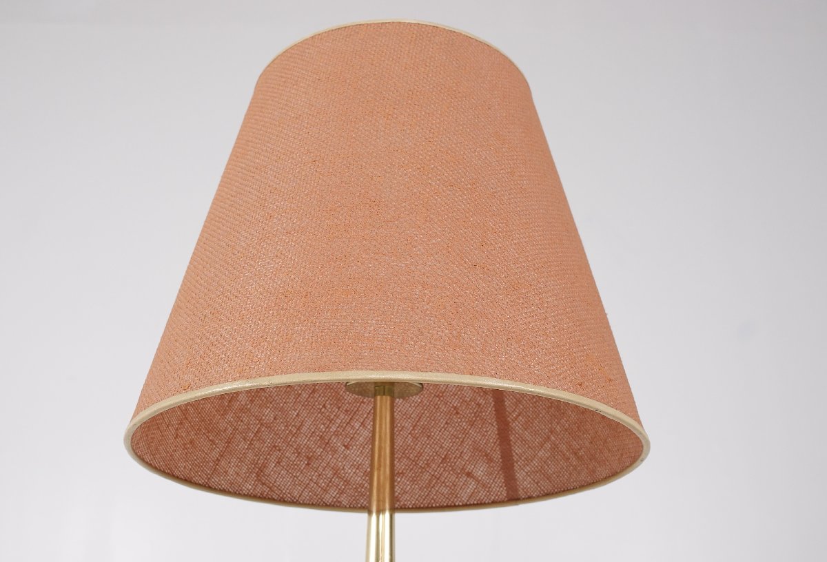 Lampe de bureau en toile et laiton, années 1950.-photo-3