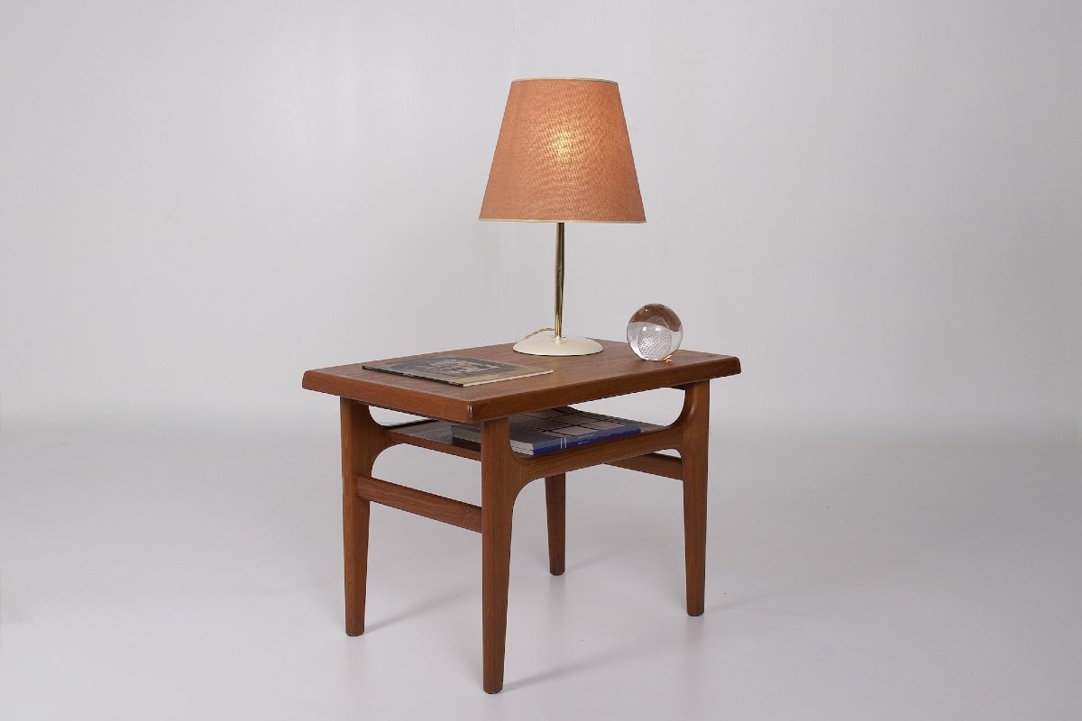 Lampe de bureau en toile et laiton, années 1950.
