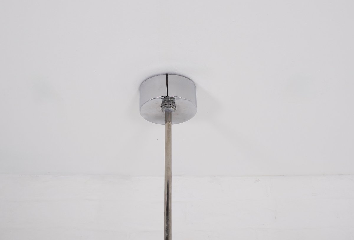 Suspension en laiton et chrome miroir, Gaetano Sciolari.-photo-1