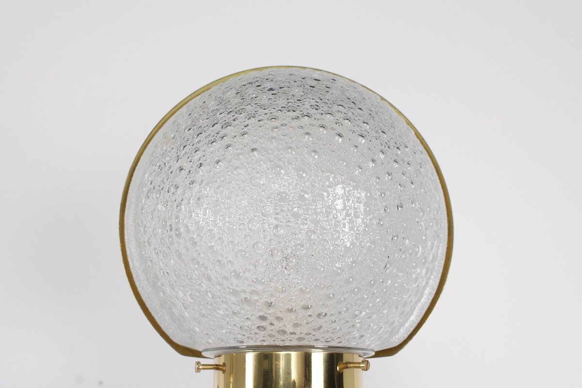 Importante paire d'appliques en laiton et verre, Sische.-photo-1