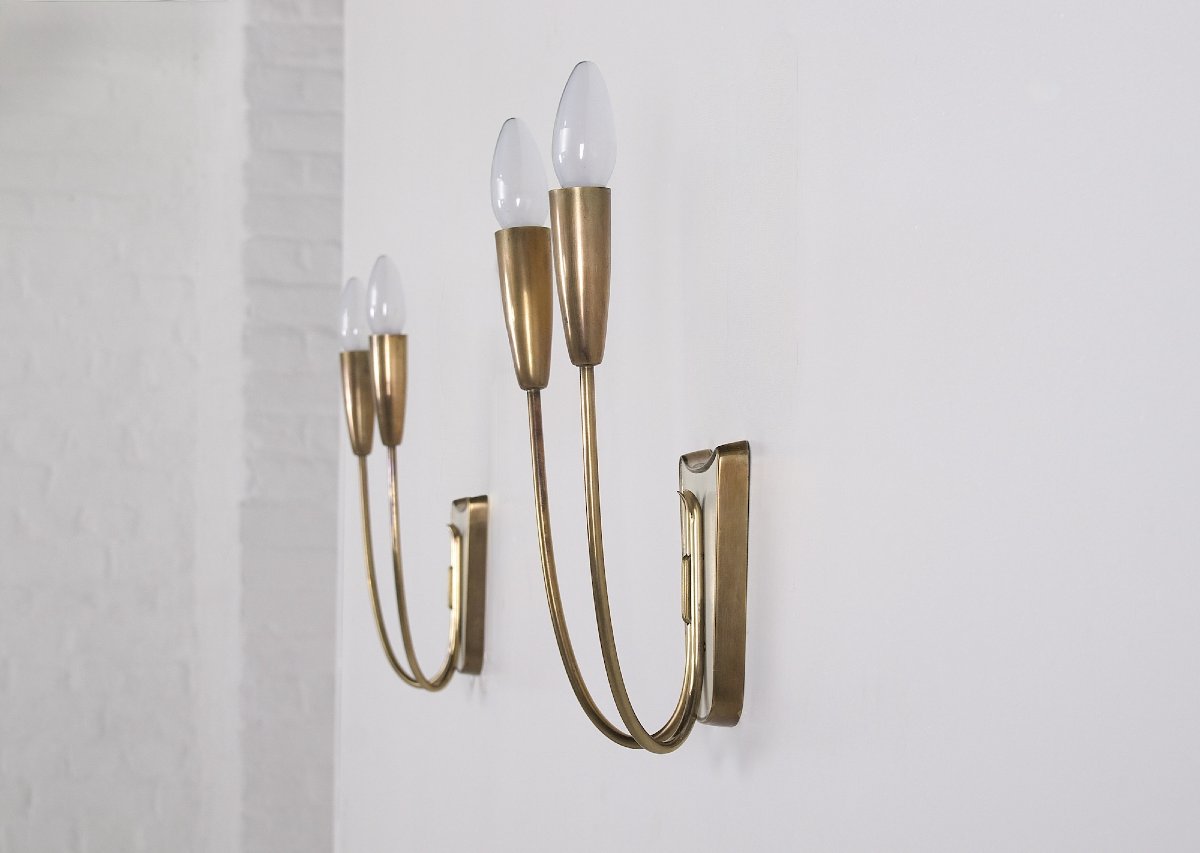 Two-arm Brass Wall Sconces.-photo-2