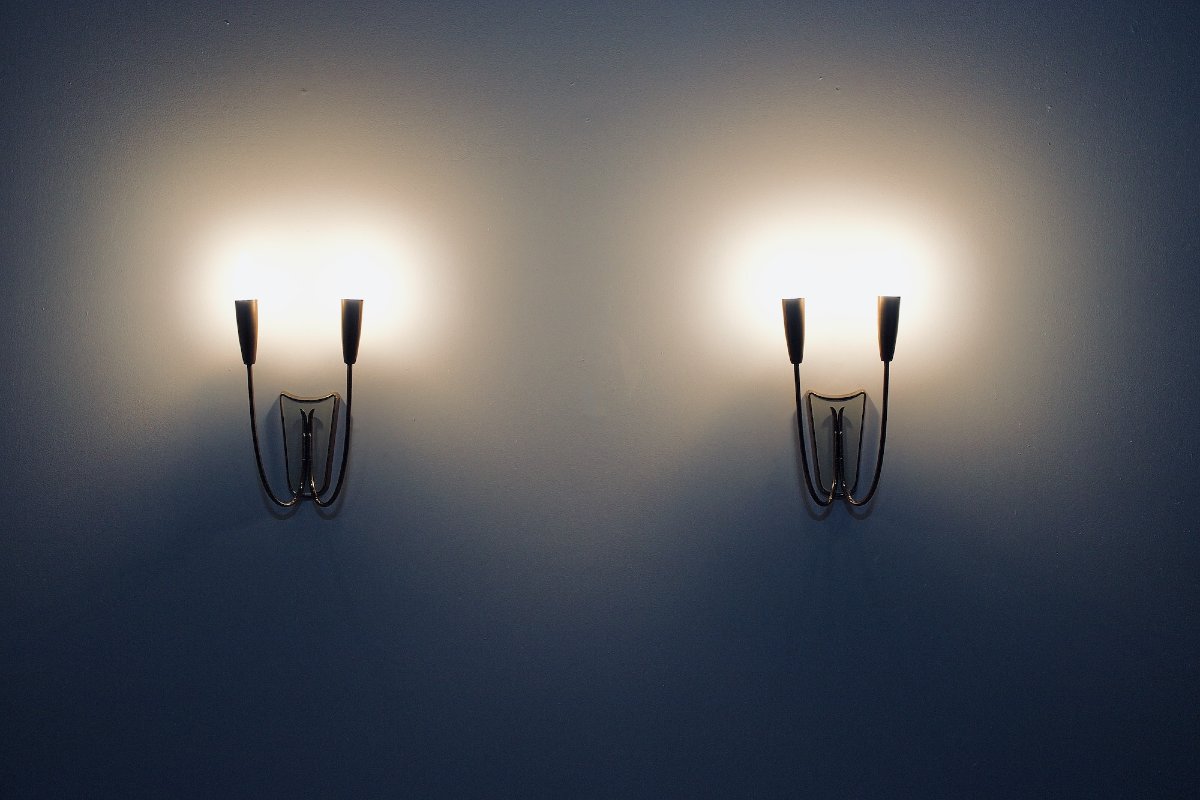 Two-arm Brass Wall Sconces.-photo-3