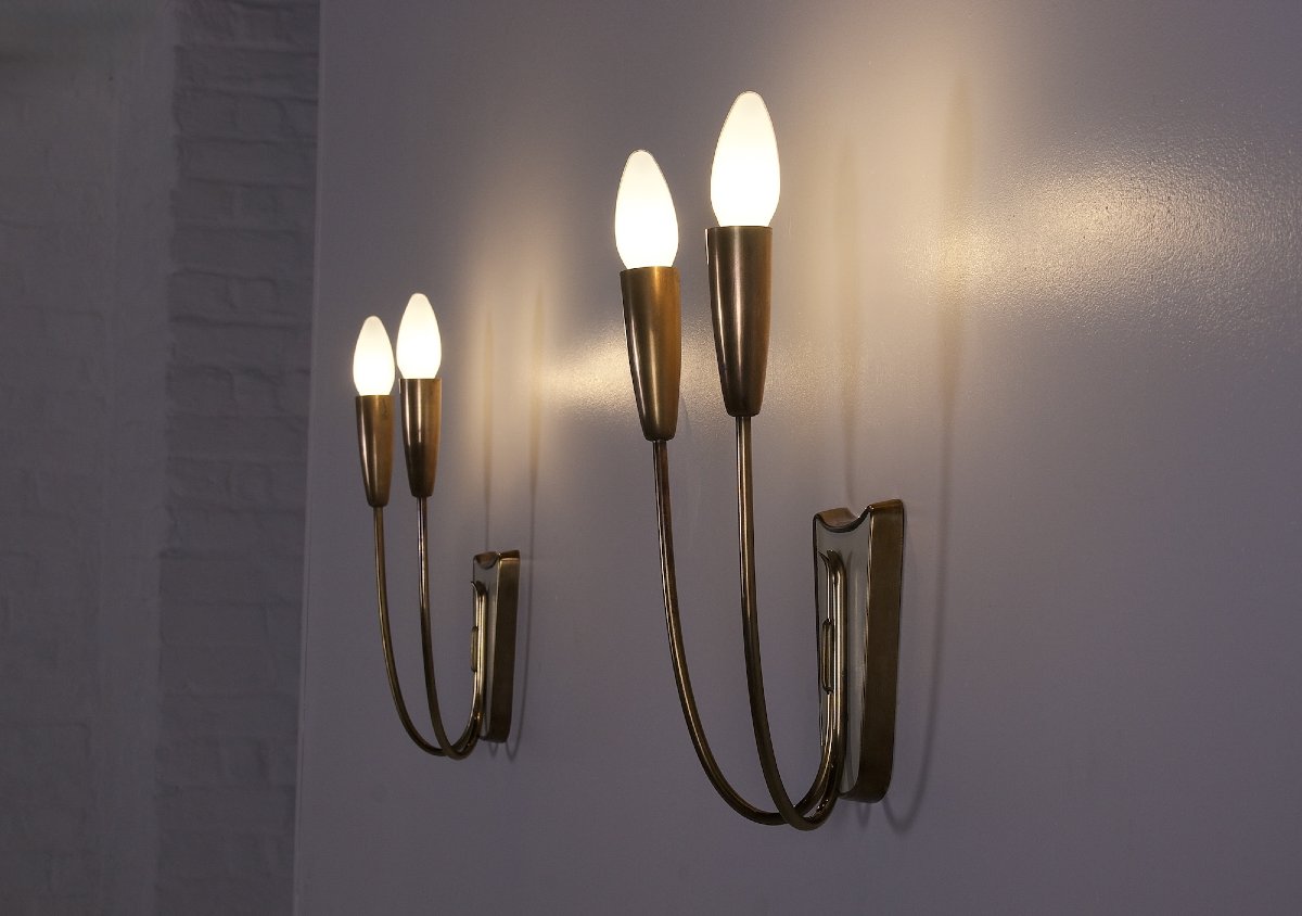 Two-arm Brass Wall Sconces.