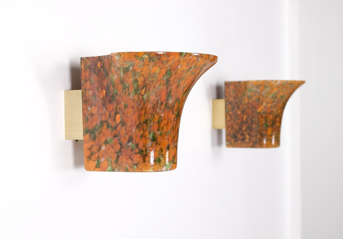 Speckled Glass Wall Sconces, Peill & Putzler.-photo-2