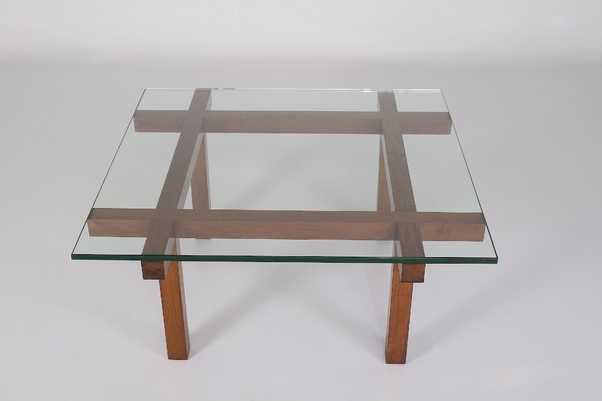 Wood And Glass Coffee Table, Alfred Hendrickx, Belform Edition.-photo-2