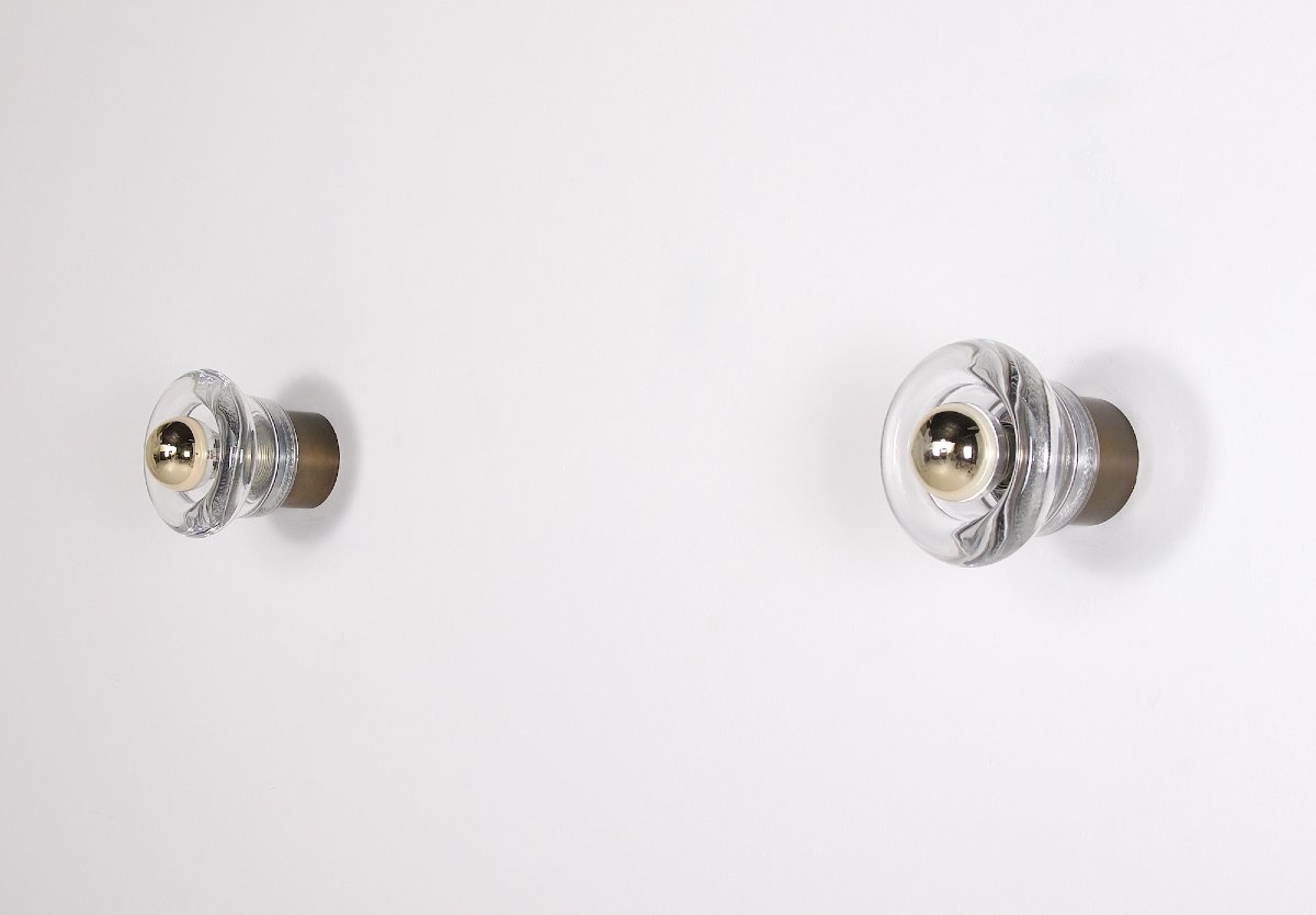 Brass And Glass Wall Sconces, Cosack Edition.-photo-2